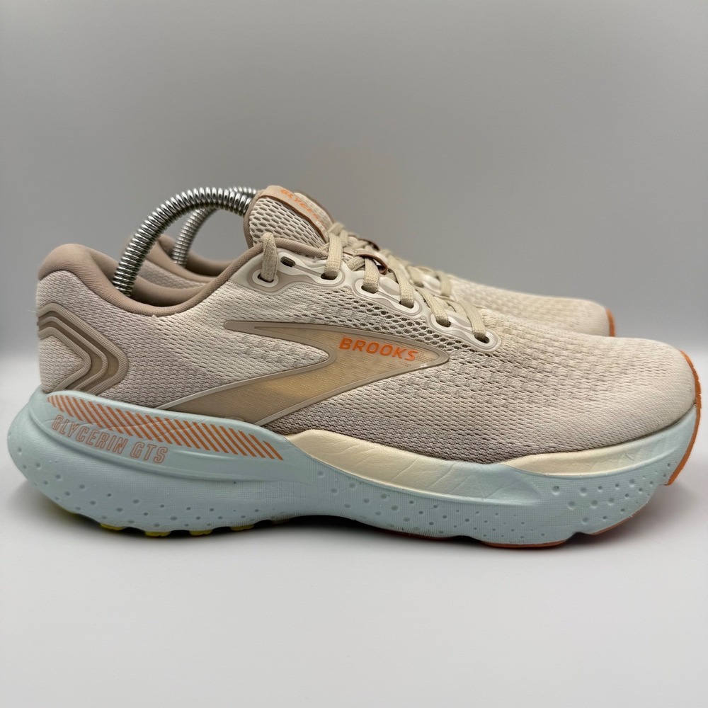 Brooks Glycerin GTS 21 Women Size 10 Running Shoes‎ Tan Blue 1204091B283